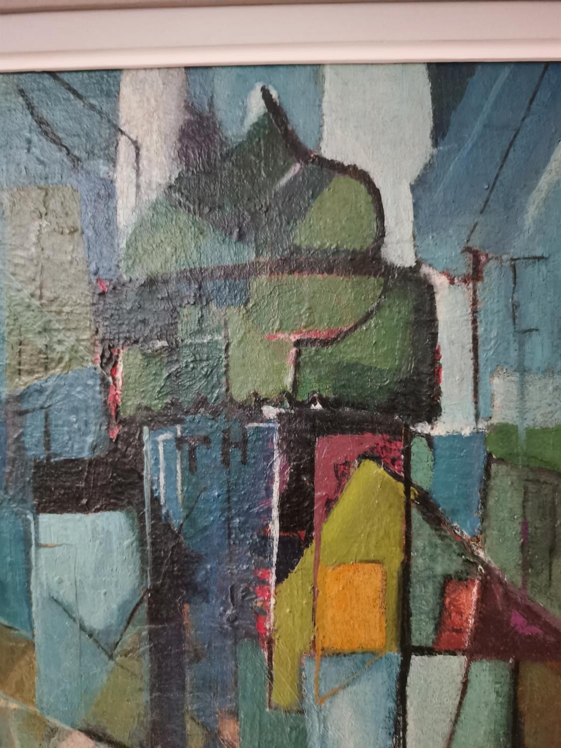 Bertrand Dorny, French (1931 - 2015), oil on board, modernist abstract cityscape, signed, Paris - Image 5 of 6