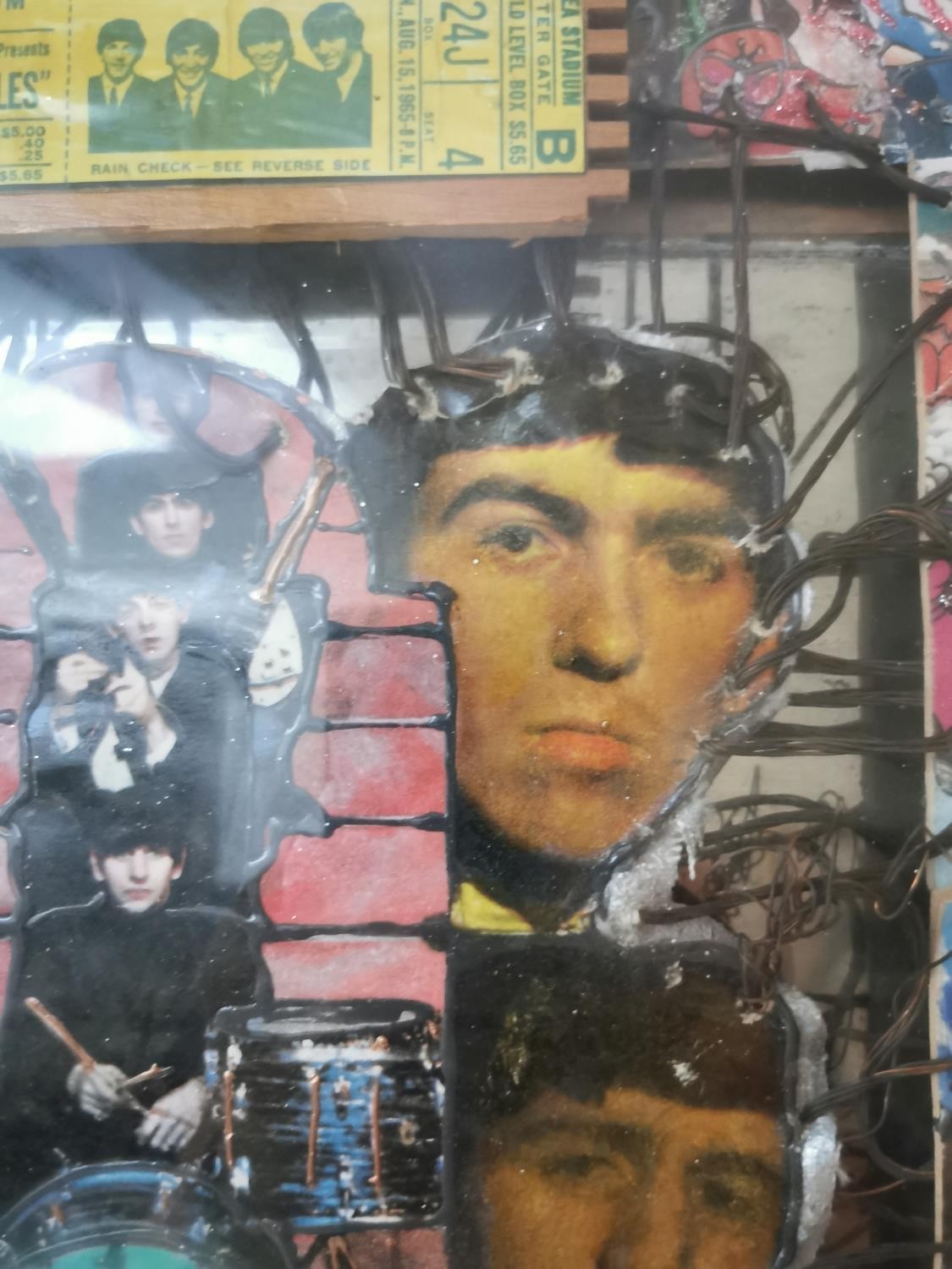 Pietro Psaier, Italian (1936 - 2004), a mixed media collage, The Beatles, signed and label and - Image 16 of 24