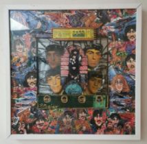 Pietro Psaier, Italian (1936 - 2004), a mixed media collage, The Beatles, signed and label and