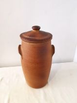 John Leach (1939-2021) for Muchelney Pottery, a large lidded twin handled glazed stoneware urn.