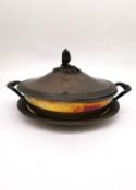 An early 20th century French Christofle silver plated tureen and dish with sculpted melon bud