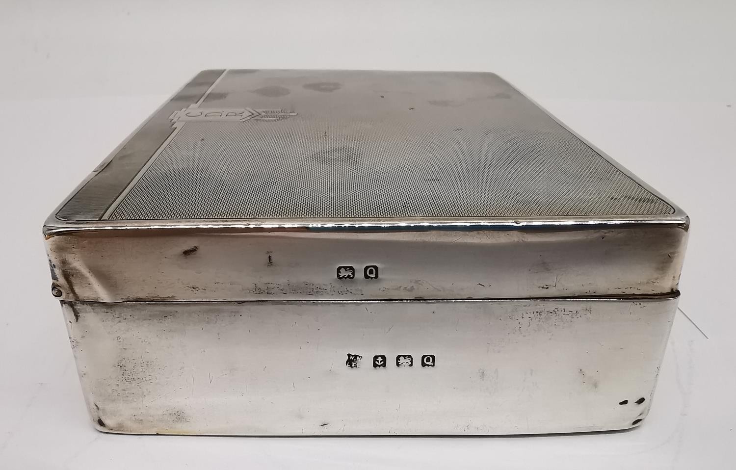 Two silver cedar lined cigarette boxes, one by William Neale with engraved monogram and geometric - Image 6 of 11