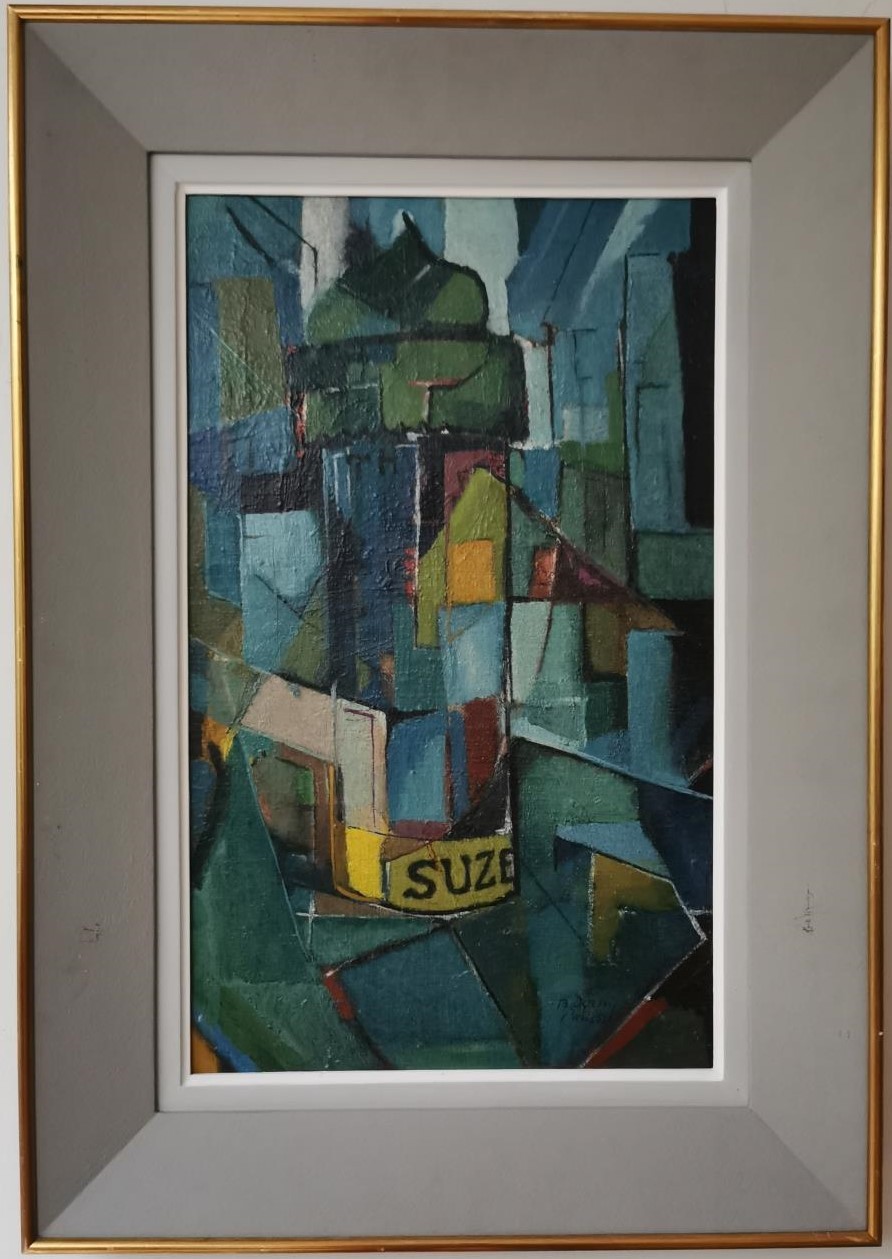 Bertrand Dorny, French (1931 - 2015), oil on board, modernist abstract cityscape, signed, Paris - Image 2 of 6
