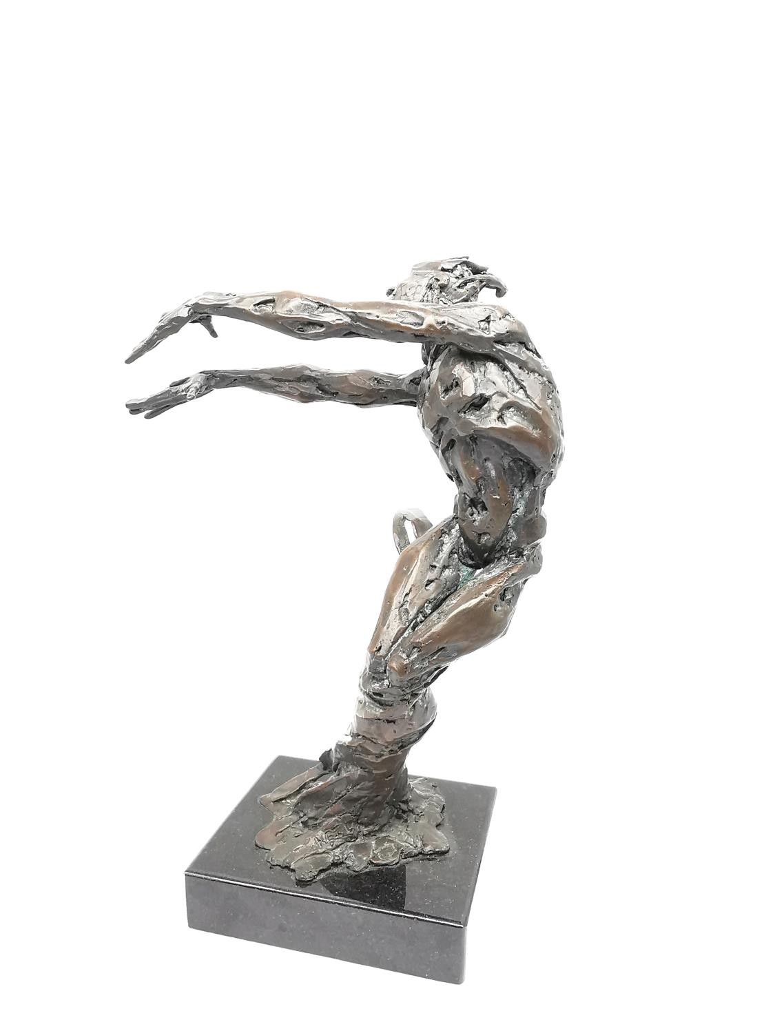 Samantha Keil, British, 20th Century, a stylised bronze figure of a leaning dancer with arms out - Image 3 of 10