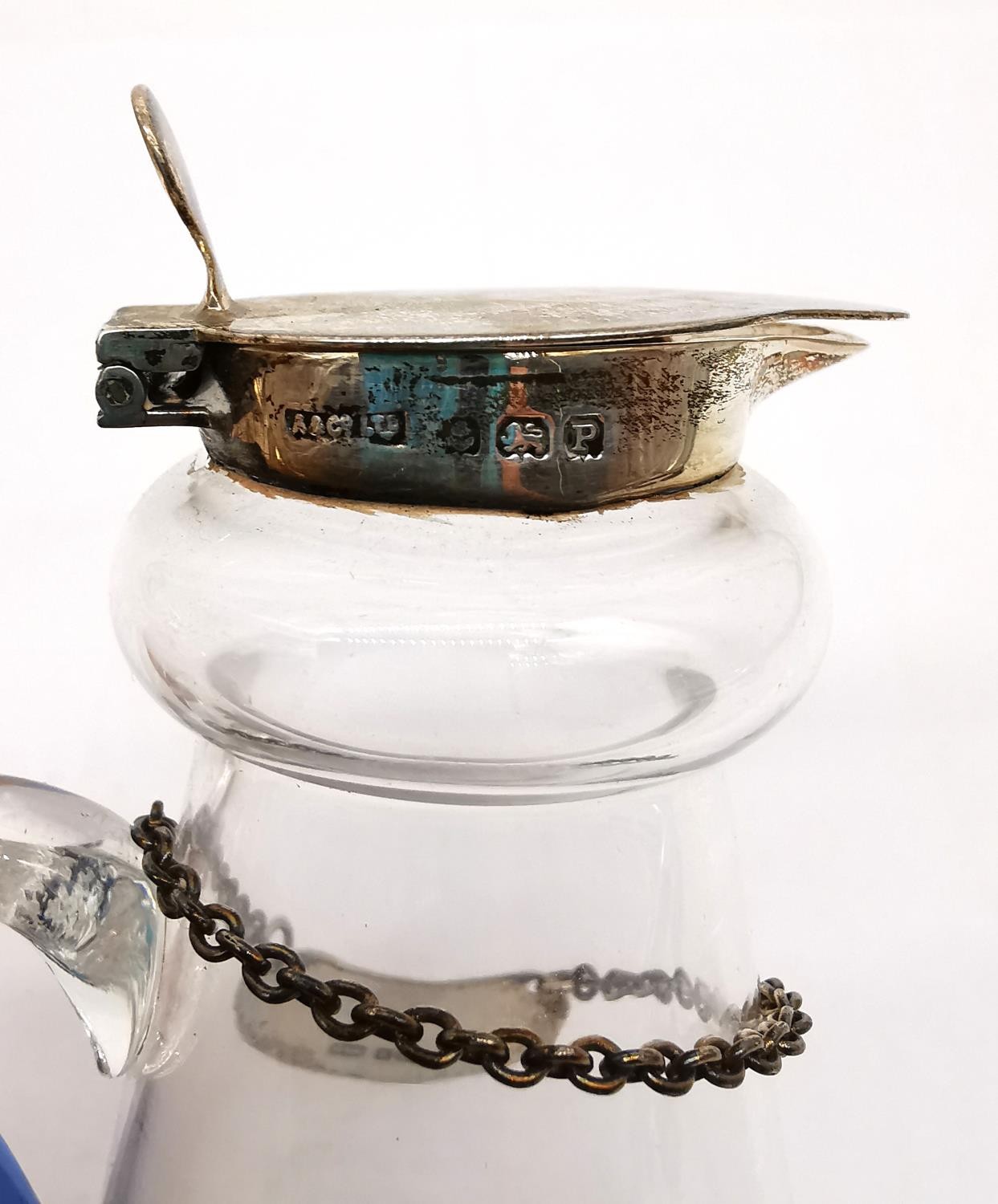 An early 20th century silver topped whiskey noggin by Asprey & Co Ltd with silver decanter label - Image 4 of 4