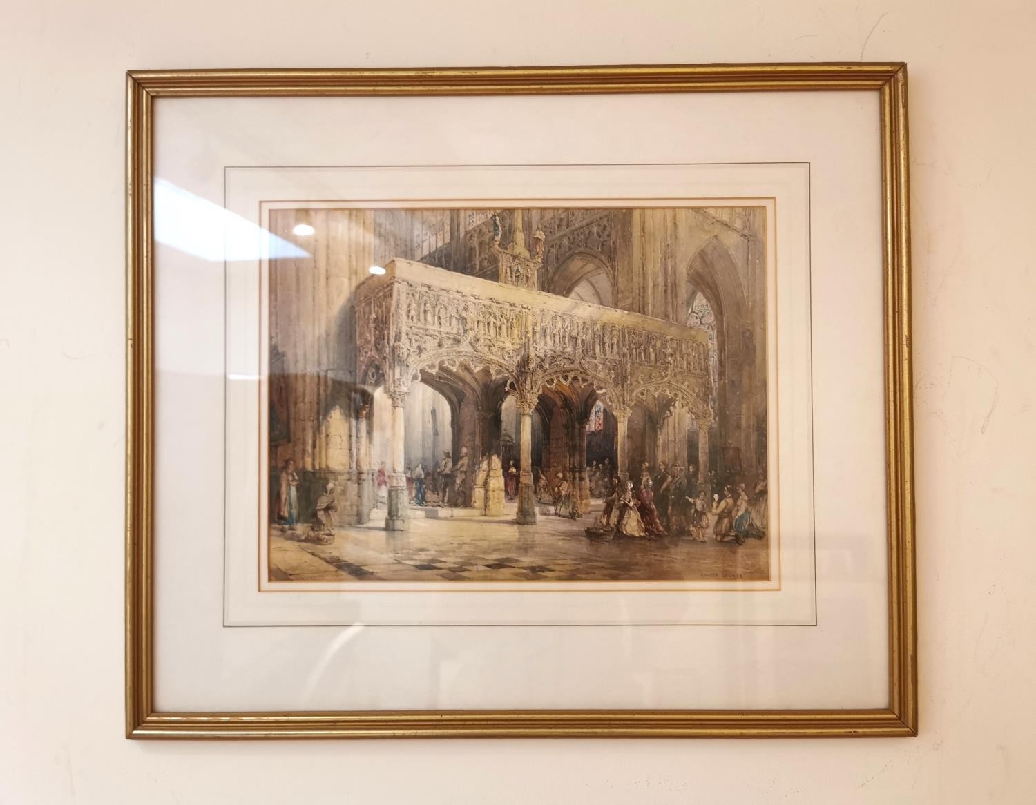 Ernest George, British (1839 - 1922), 19th century watercolour depicting the interior of a - Image 2 of 6