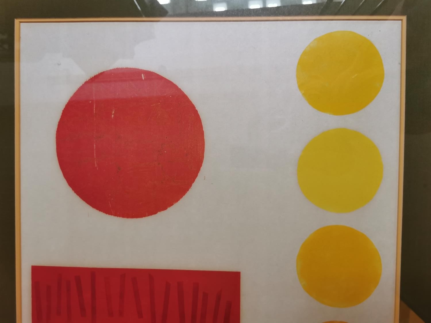 Kati Casida, Norwegian, Coloured Lithograph, 'On The 7th Day He Rested' orange and yellow circles - Image 7 of 8