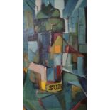 Bertrand Dorny, French (1931 - 2015), oil on board, modernist abstract cityscape, signed, Paris