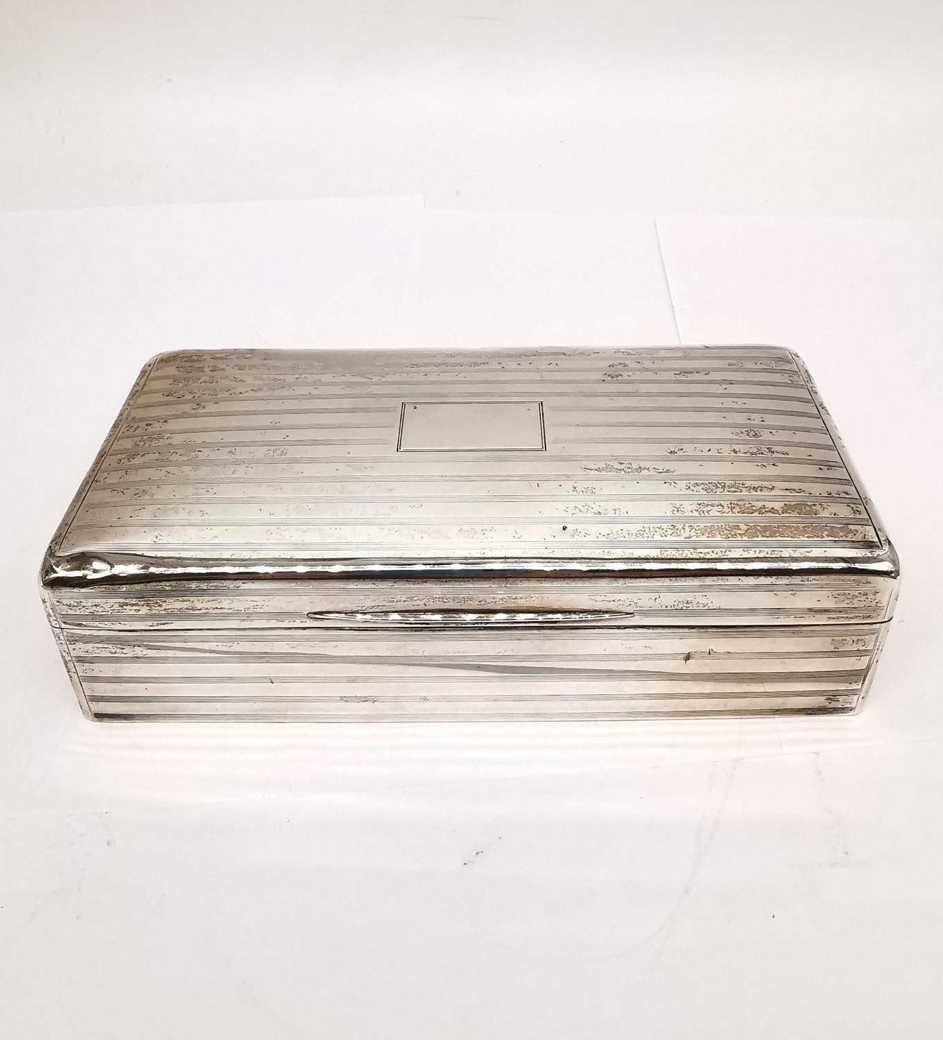 Two silver cedar lined cigarette boxes, one by William Neale with engraved monogram and geometric - Image 7 of 11