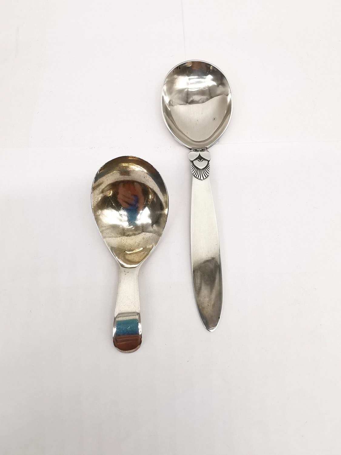 Georg Jensen, Danish, an early 20th Century Danish sterling silver Cactus pattern caddy spoon,