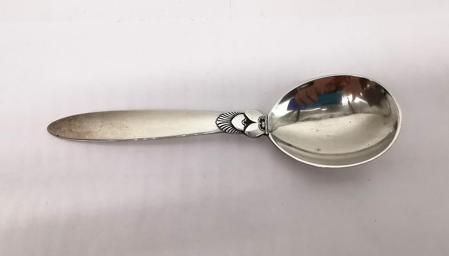 Georg Jensen, Danish, an early 20th Century Danish sterling silver Cactus pattern caddy spoon, - Image 2 of 9