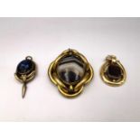 A collection of Victorian rolled gold jewellery, including a rolled gold swivel brooch/pendant,