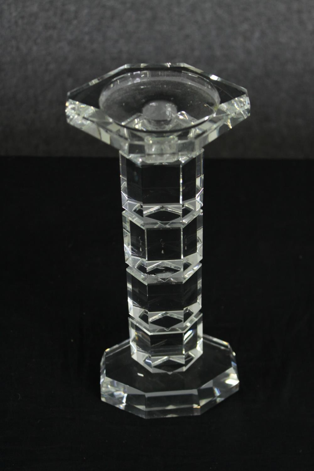 A pair of mid 20th century cut glass candlesticks. H.28cm. (each). - Image 3 of 6