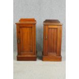 A pair of late Victorian walnut pot cupboards. H.83 W.39 D.35cm. (each). Not an exact pair.