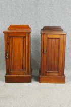 A pair of late Victorian walnut pot cupboards. H.83 W.39 D.35cm. (each). Not an exact pair.
