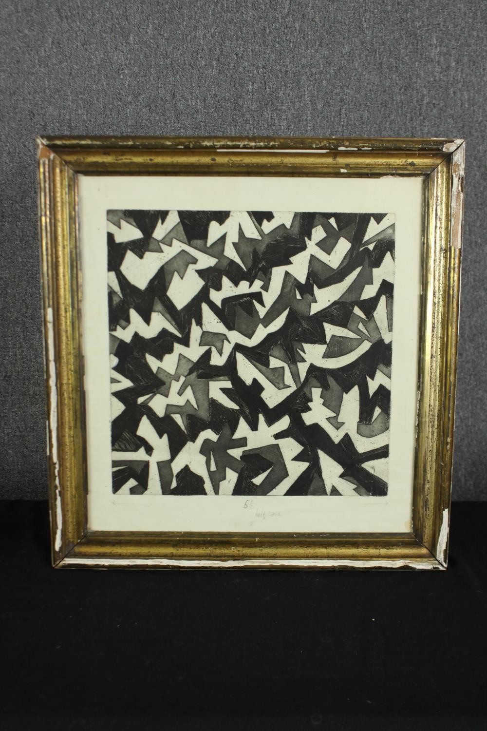 An abstract lithograph, within a glazed giltwood frame. H.60 W.56cm. - Image 2 of 4