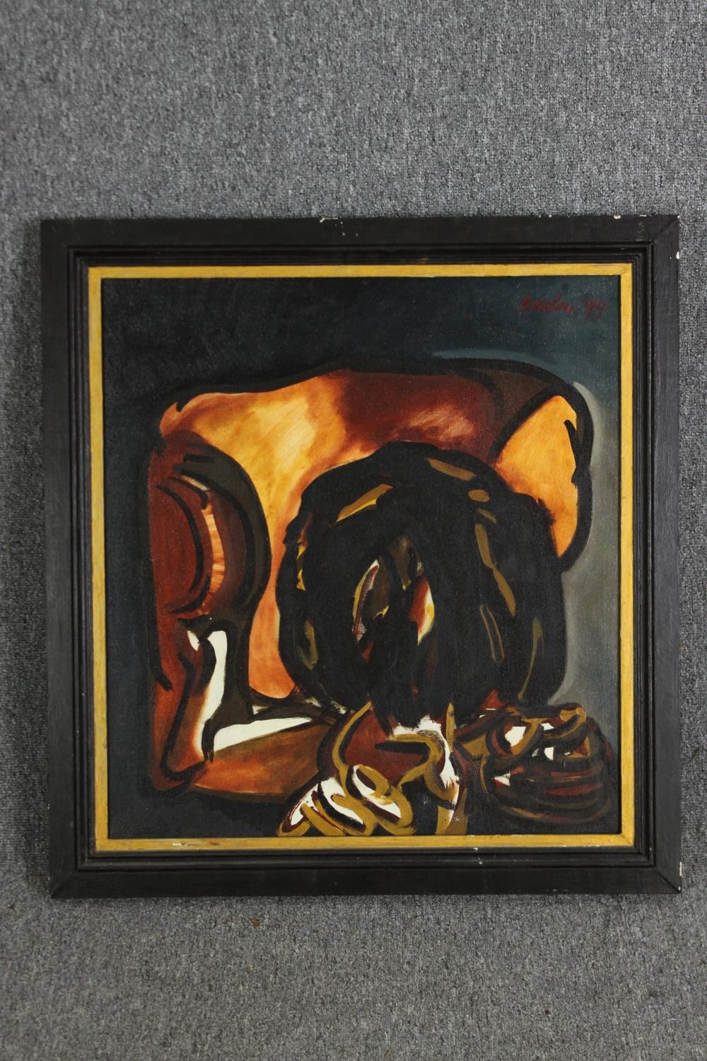 Hector Escobar, (1908 - 1984), oil on canvas abstract composition signed and dated 99. Framed. H. - Bild 2 aus 4
