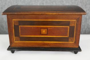 A 19th century fruitwood parquetry inlaid box. H.13 W.22 D.10.5cm.