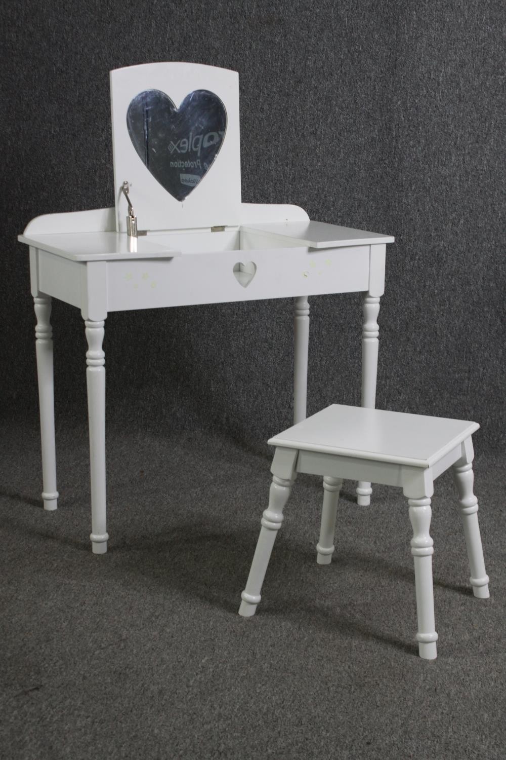 A white painted child's desk and stool. H.68 W.75 D.40cm. (largest). - Image 3 of 7