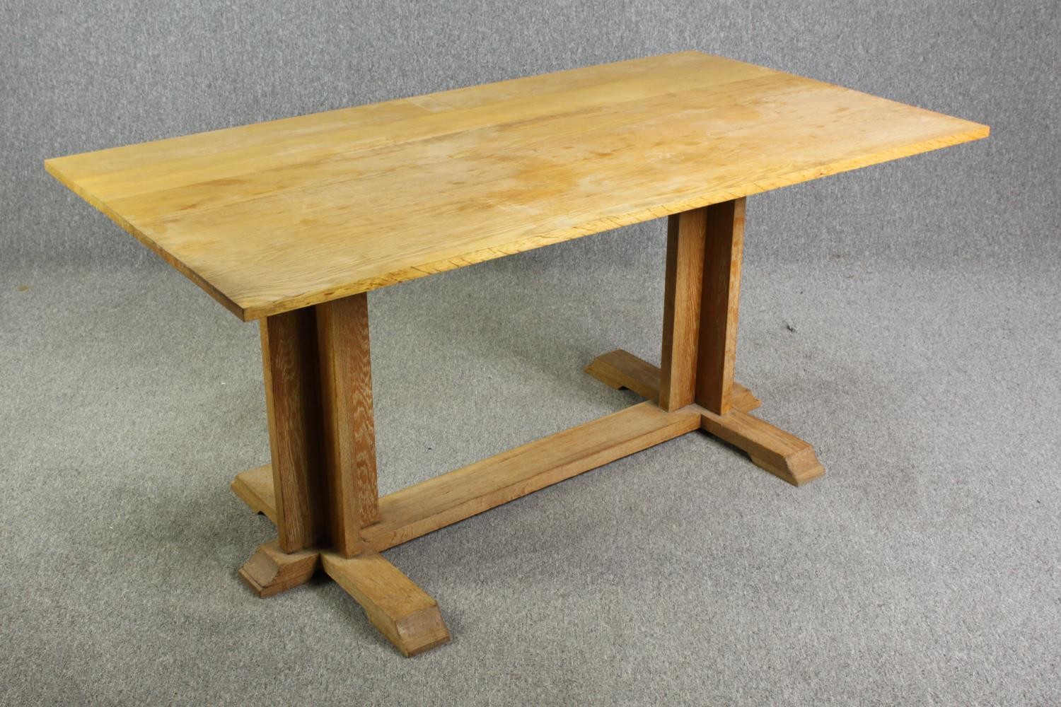 In the manner of Heals, a light oak Arts and Crafts refectory table H.75 W.158 D.86cm. - Image 2 of 6
