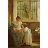 After Lorimer, a print of a mother and child. H.79 W.63cm.