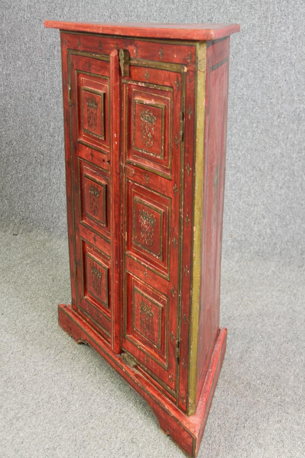 A simulated lacquered corner cabinet, hand painted. H.83 W.73 D.33cm. - Image 6 of 7
