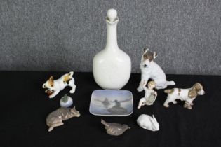 An interesting group of porcelain animals and other wares, by various factories including Royal