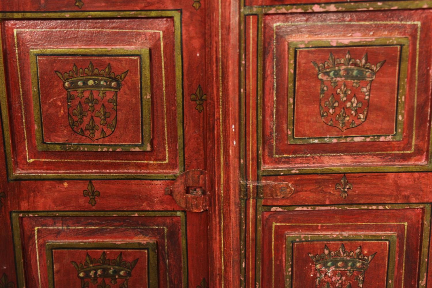 A simulated lacquered corner cabinet, hand painted. H.83 W.73 D.33cm. - Image 7 of 7
