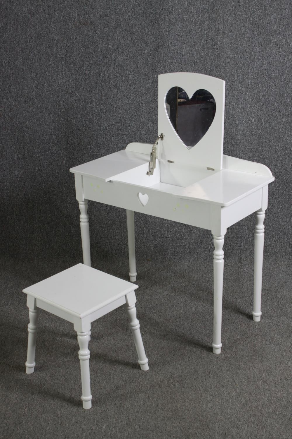 A white painted child's desk and stool. H.68 W.75 D.40cm. (largest). - Image 4 of 7