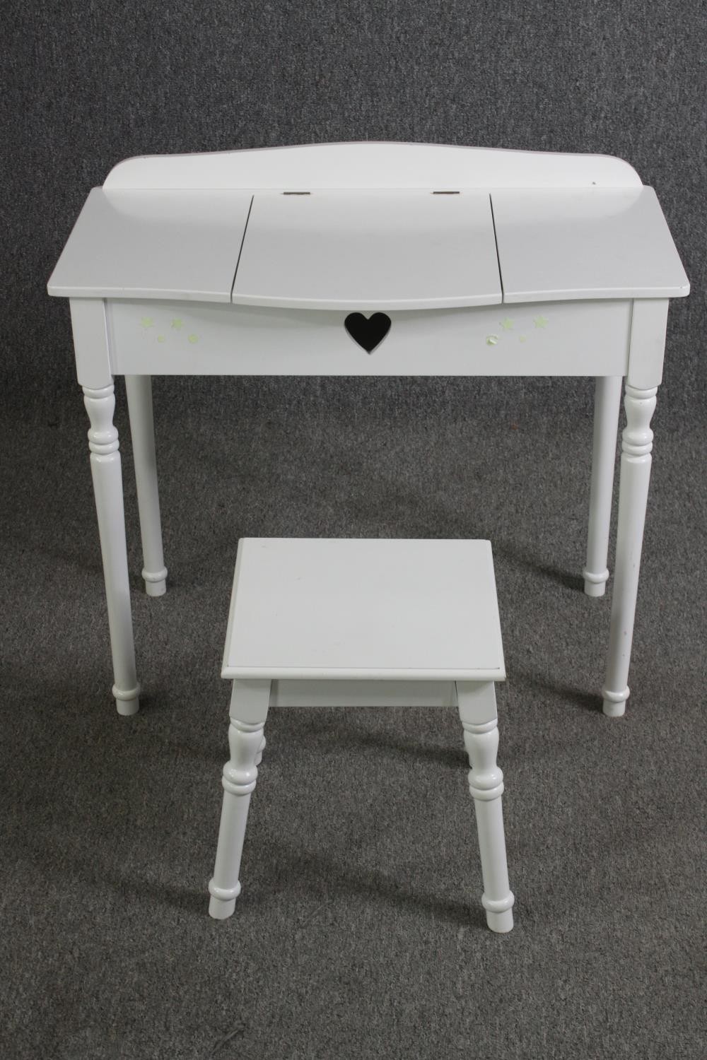 A white painted child's desk and stool. H.68 W.75 D.40cm. (largest). - Image 2 of 7