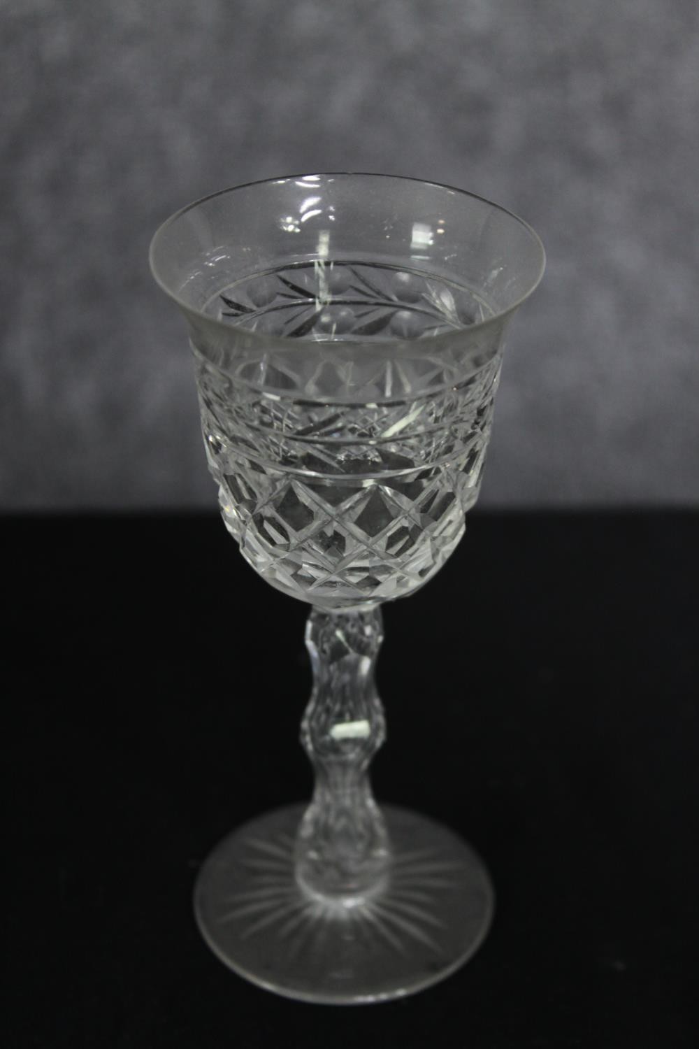 A group of various vintage cut crystal drinking glasses. H.14cm. (largest). - Image 3 of 5