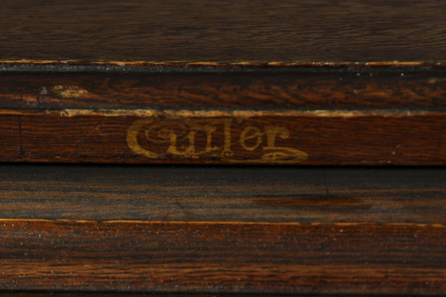 An oak roll top tambour fronted desk, early 20th century with maker's mark. H.128 W.126 D.76cm. - Image 4 of 8