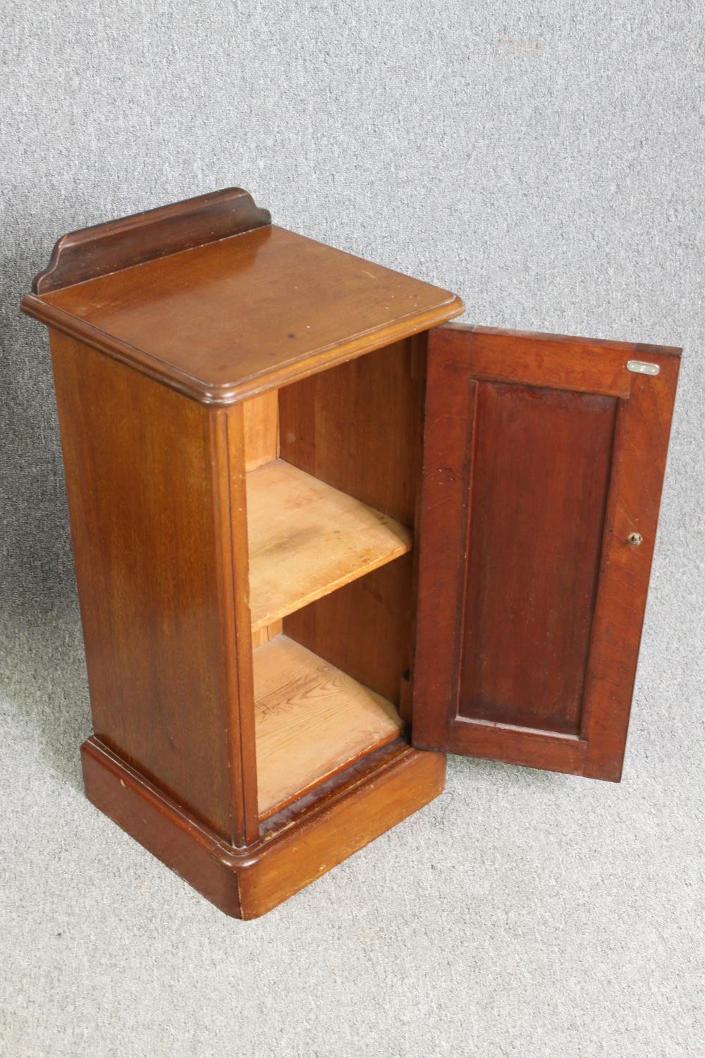 A pair of late Victorian walnut pot cupboards. H.83 W.39 D.35cm. (each). Not an exact pair. - Image 7 of 9
