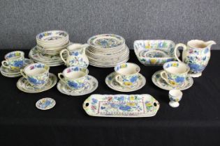 A Mason's Ironstone Regency pattern part tea service. Dia.25cm. (largest).