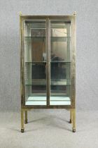 A French or continental brass and glass vitrine, early 20th century. H.161 W.74 D.39cm.