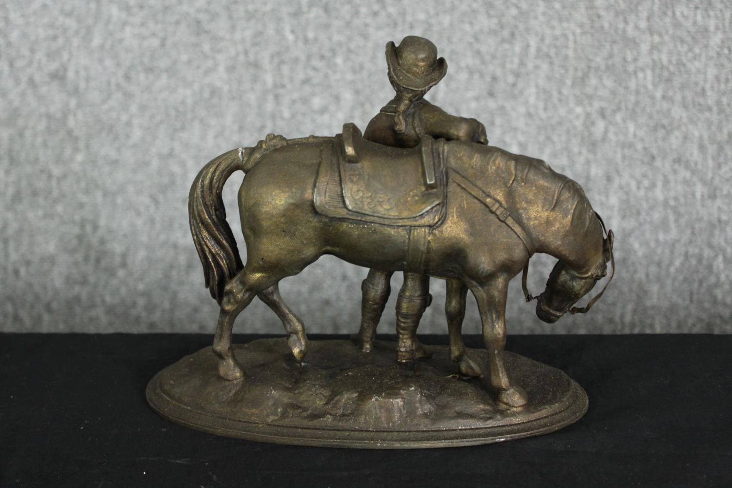 A spelter group of a man and horse. H.19cm. - Image 6 of 6