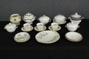A group of various English porcelain wares. Dia.25cm. (largest).