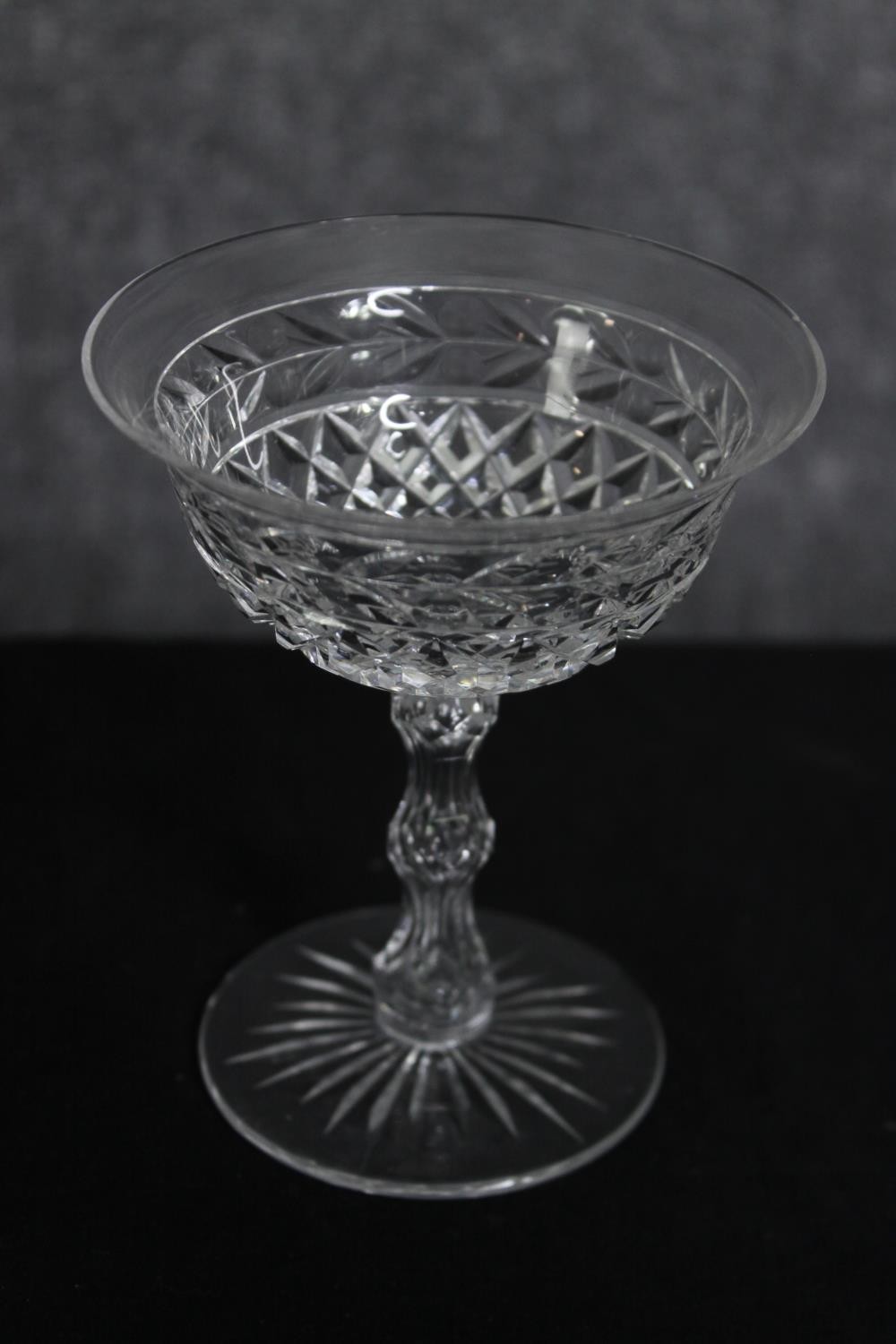 A group of various vintage cut crystal drinking glasses. H.14cm. (largest). - Image 2 of 5