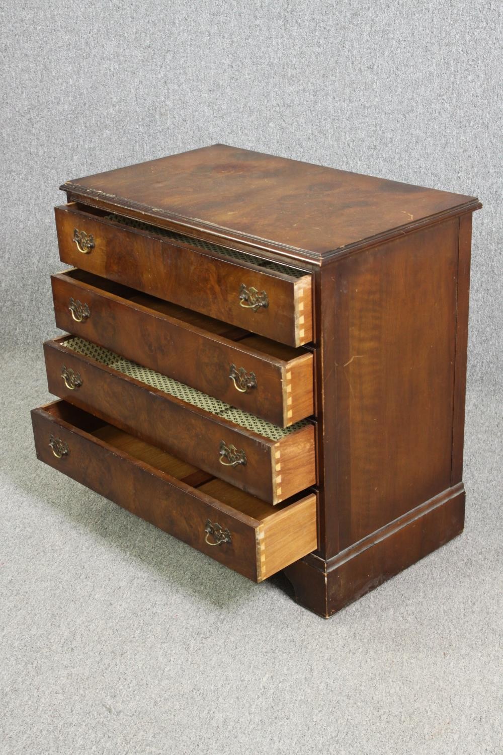 Chest mid century Georgian style walnut. H.75 W.78 D.45cm. - Image 4 of 5