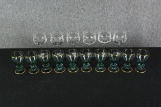A set of ten Holmegaard 'Gisselfeld' wine glasses, together with another six continental wine