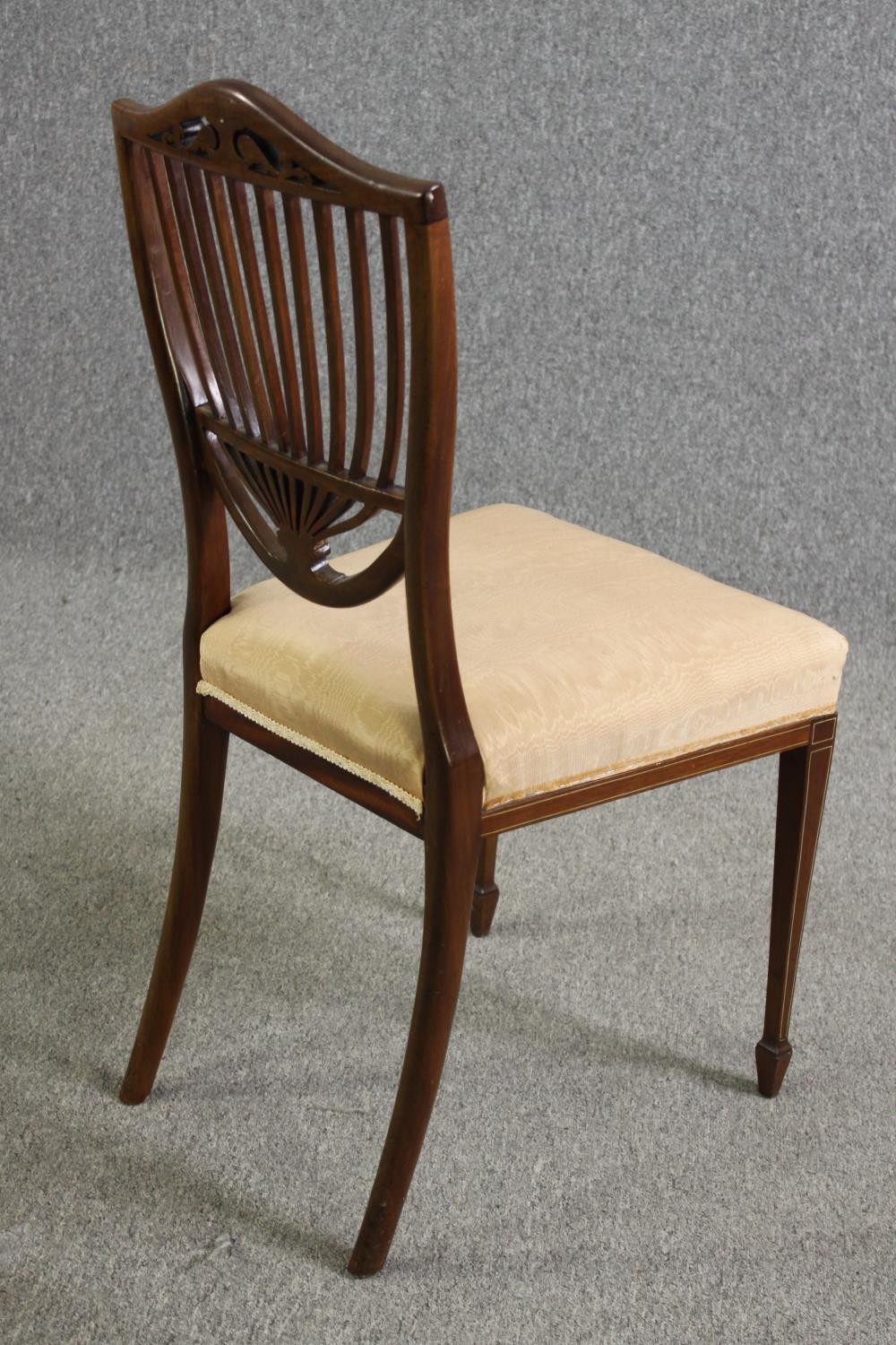 An Edwardian rosewood and inlaid side chair in the Sheraton style. - Image 4 of 6