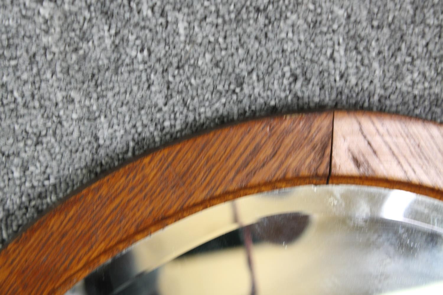 Two oval mirrors, one in oak, the other walnut, with bevelled glass H.95 W.55cm. - Image 5 of 8
