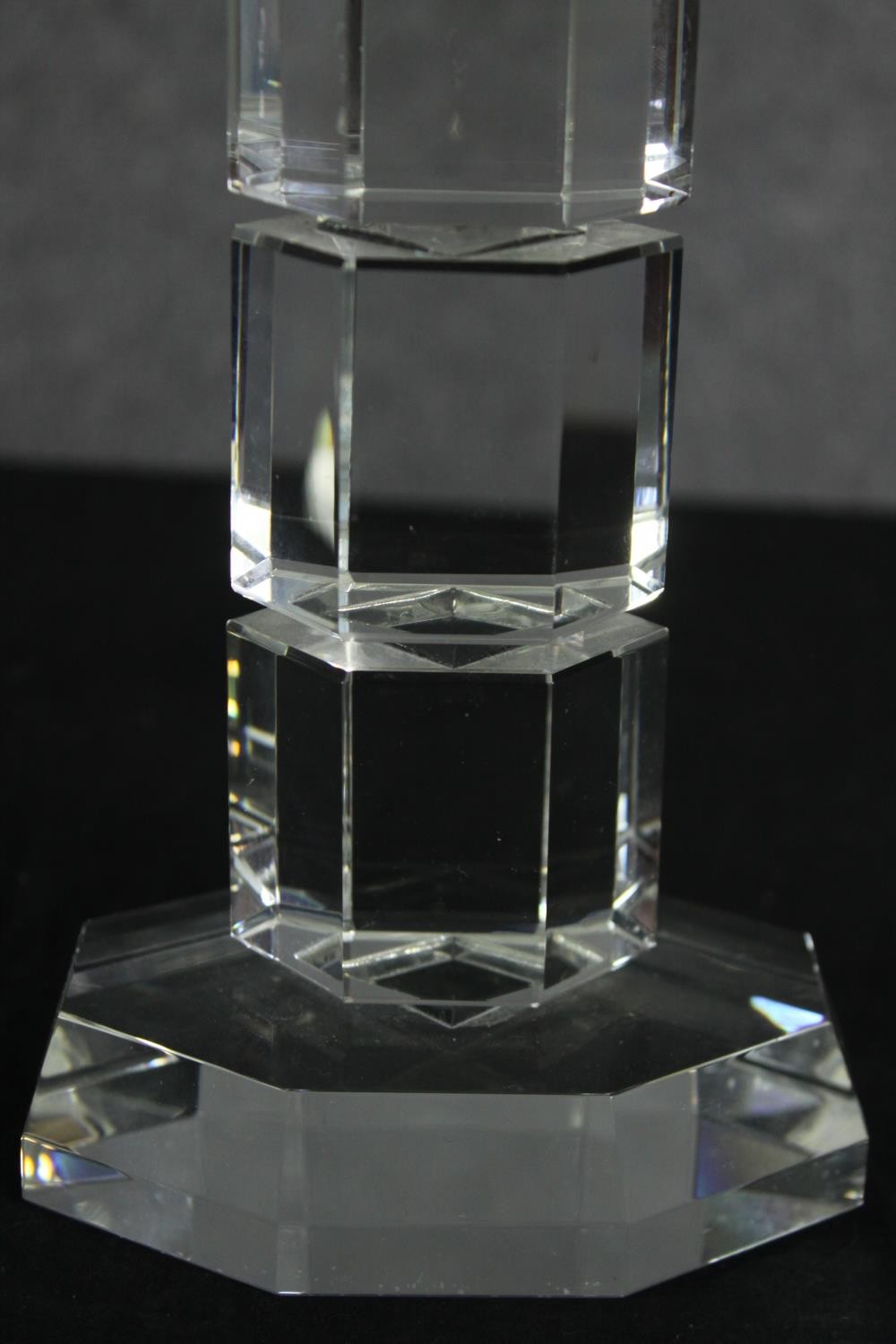 A pair of mid 20th century cut glass candlesticks. H.28cm. (each). - Image 5 of 6