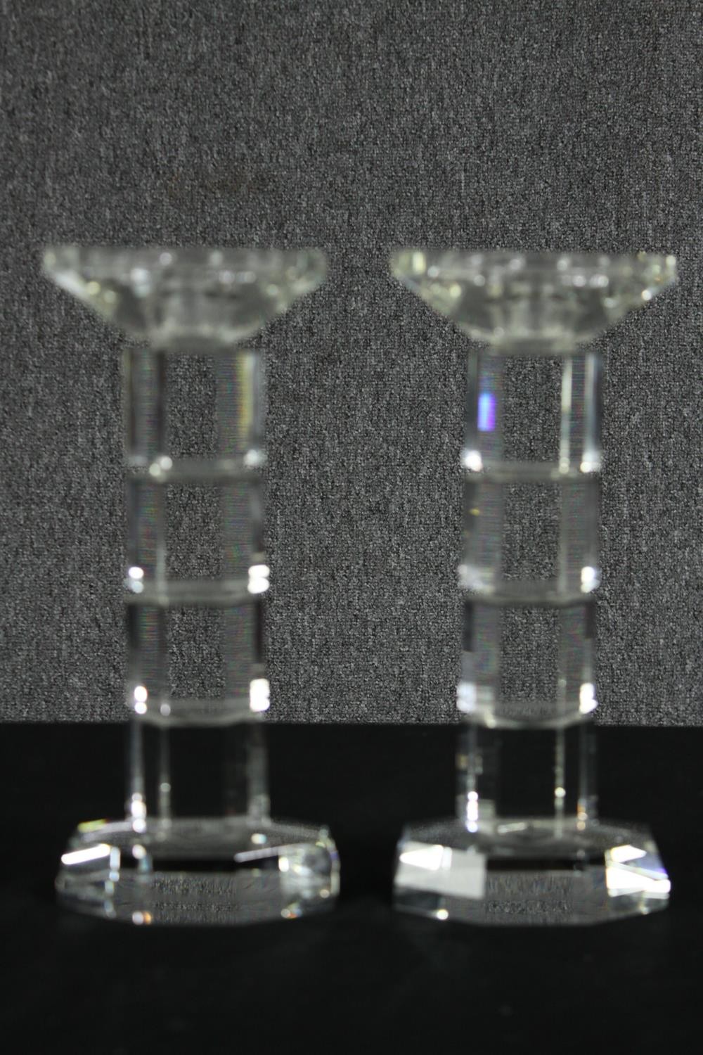 A pair of mid 20th century cut glass candlesticks. H.28cm. (each). - Bild 2 aus 6