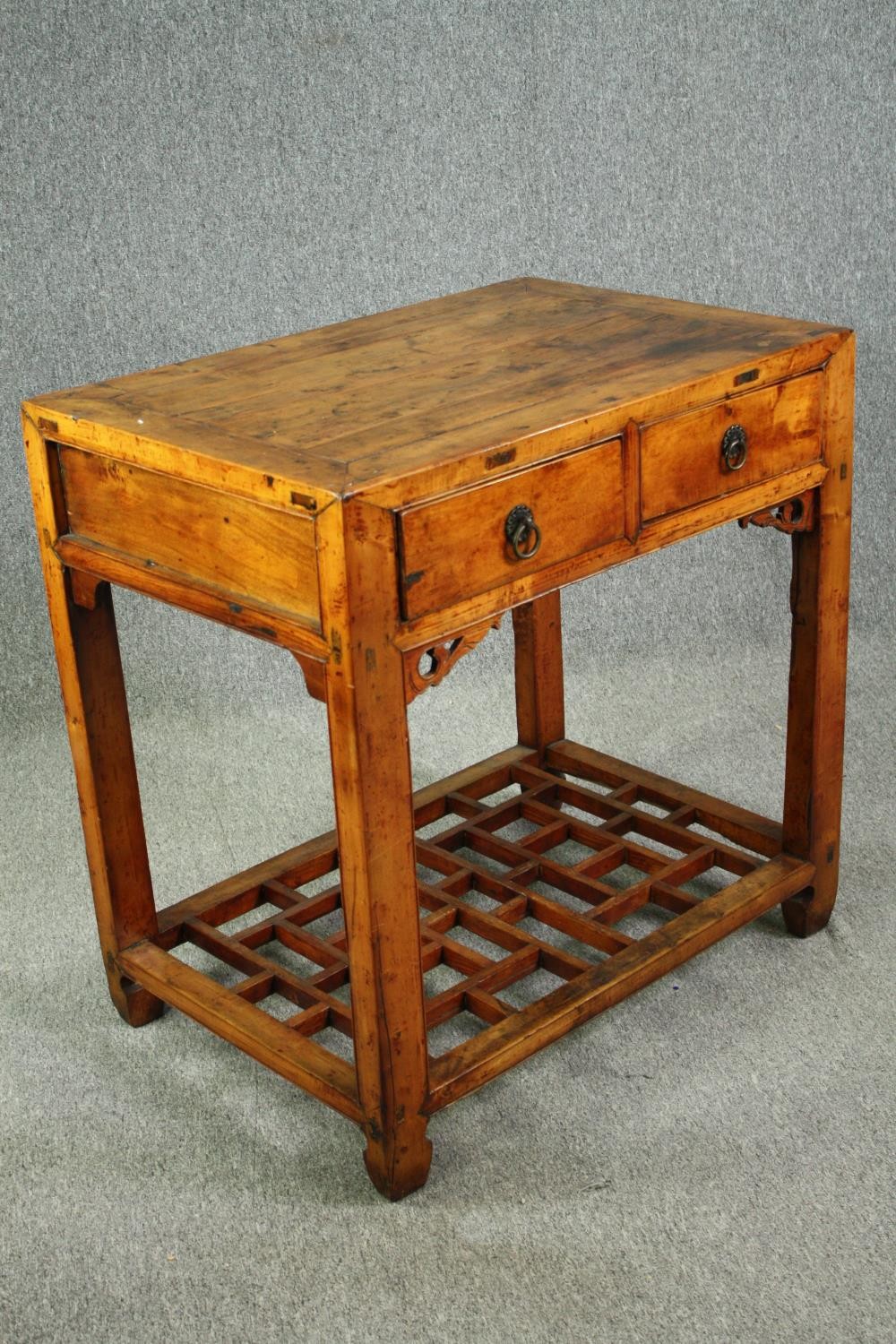 An early 20th century Chinese hardwood side cabinet. H.86 W.85 D.57cm. - Image 2 of 8