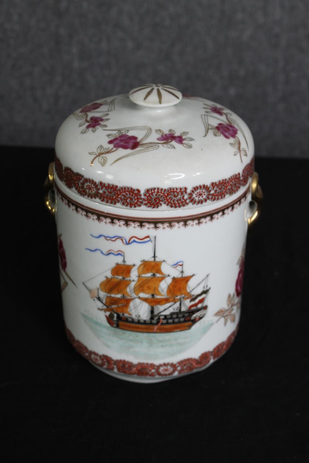 A Chinese export porcelain tobacco jar, late 19th century, a Staffordshire porcelain bowl and - Image 5 of 14