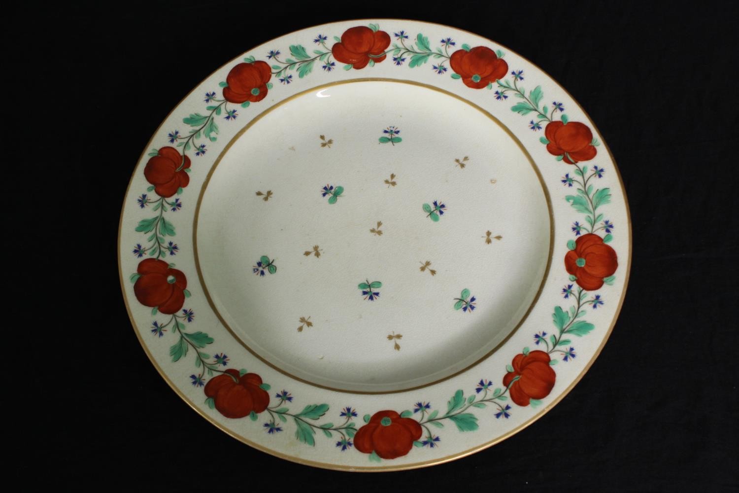 A group of six various 19th century porcelain plates, a cake stand and a cheese dish, including - Image 5 of 13