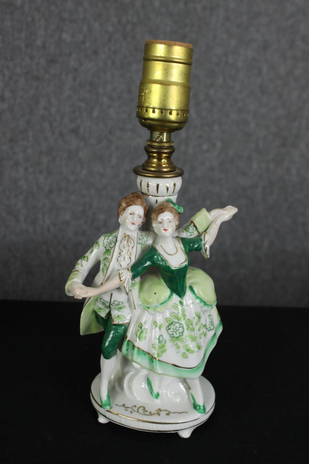 A pair of continental porcelain figural table lamp bases, 20th century, H.27cm. (each). - Image 2 of 9