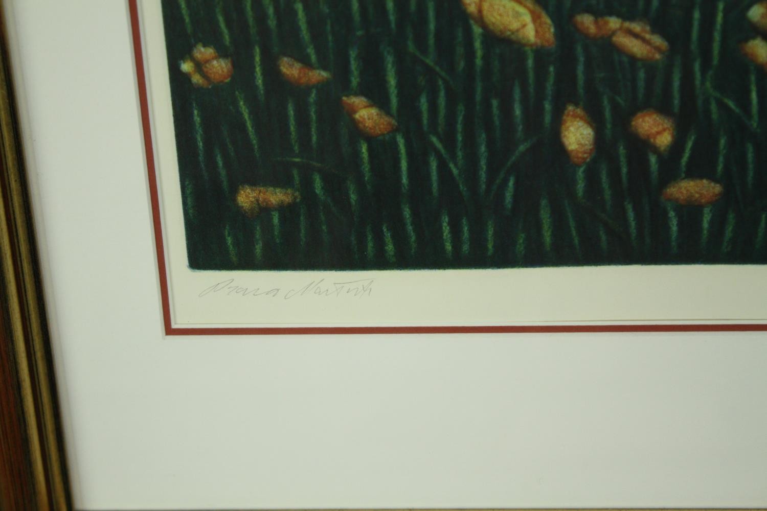 A pair of prints, landscapes of meadows, framed and glazed. H.75 W.56cm. (each). - Image 7 of 8