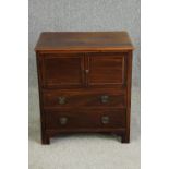 A George III style mahogany bedside cabinet, 19th century. H.72 W.66 D.44cm.